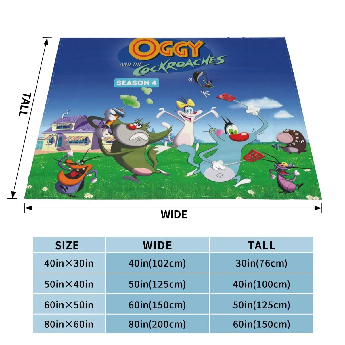 Animation Anime Film Oggy And The Cockroaches Blankets Soft Flannel Throw Blanket Plush for Bed Living room Picnic Travel Couch