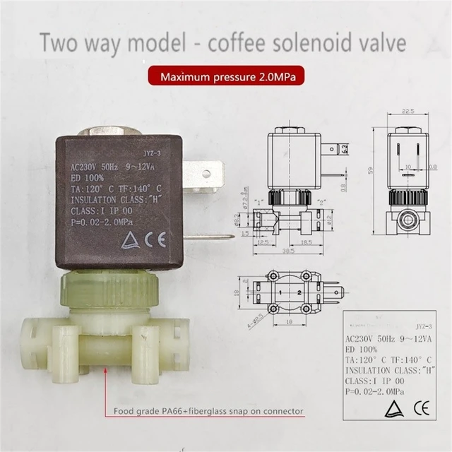 Elettrovalvola Two-way Three-way 230V 50Hz Solenoid Valve For Coffee Machine High-temperature Resistant Electromagnetic Control Valve Acqua e vapore — dettaglio 2