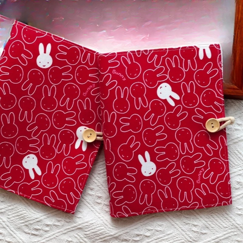 Cartoon Kawaii Miffy Notebook Red A5 A6 Original Fabric Soft Surface Copy Loose Leaf Replaceable Flexible Schedule Good Looks