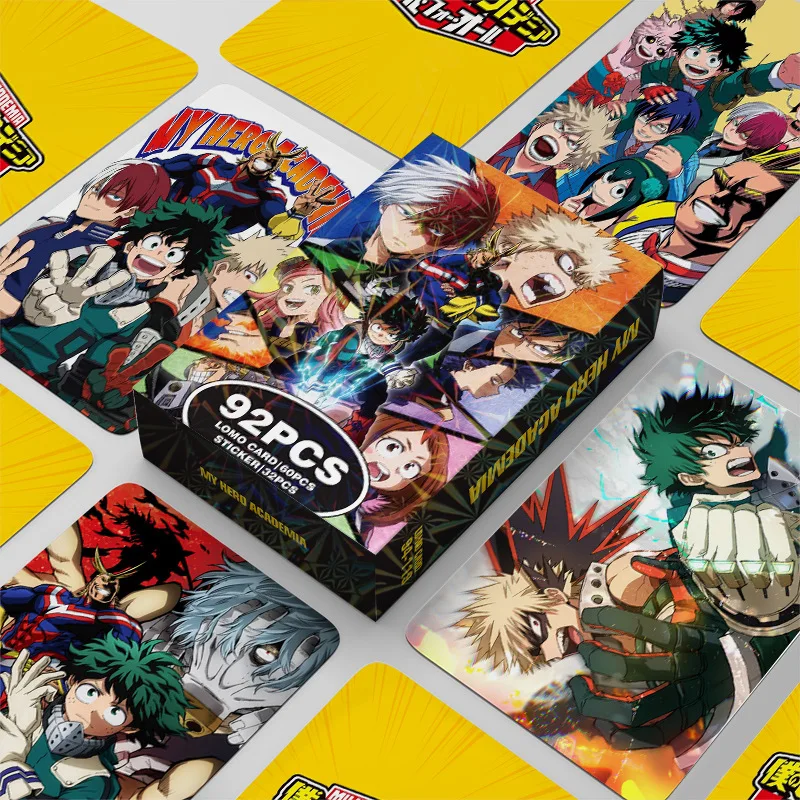 92Pcs/Set My Hero Academia Series High Quality Lomo Cards Midoriya Izuku Bakugo Katsuki HD Printd Photocards And Stickers Gifts