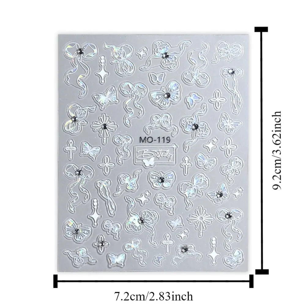 Aurora Butterfly 3D Nail Art Stickers Sparkling Crystal Shell Manicure Decal Fashion Samoprzylepna dekoracja paznokci