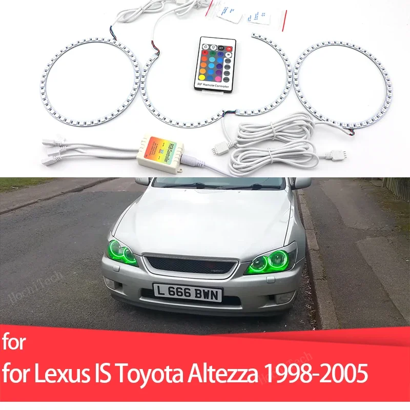 LED Rings RGB multi-colored RF Remote Control  Ring Angel Eyes for LEXUS IS200 IS300 1998-05 for TOYOTA Altezza Gita (Japan)