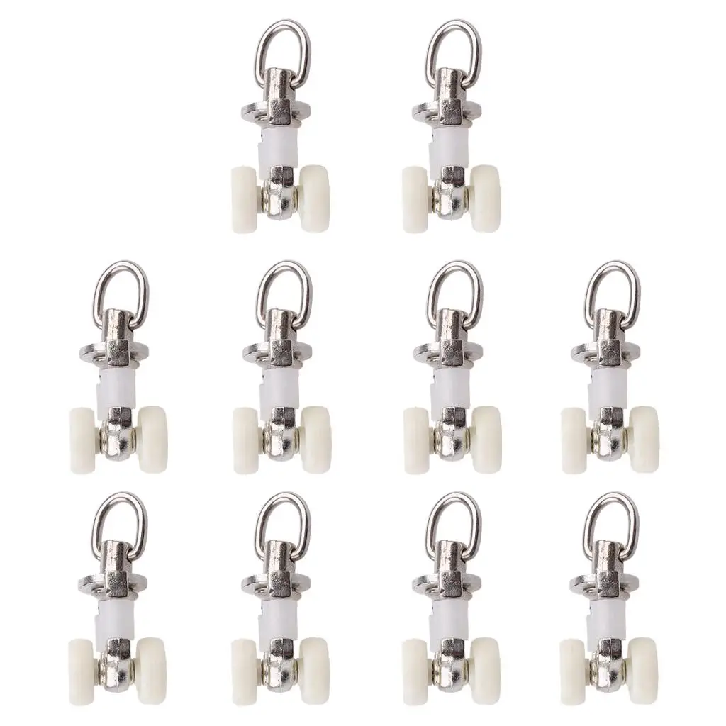 10 Pieces Curtain Track Rollers Twin Wheeled Carriers Drapery Rail Sliding Glider Shower Curtain Track Carrier 25mm