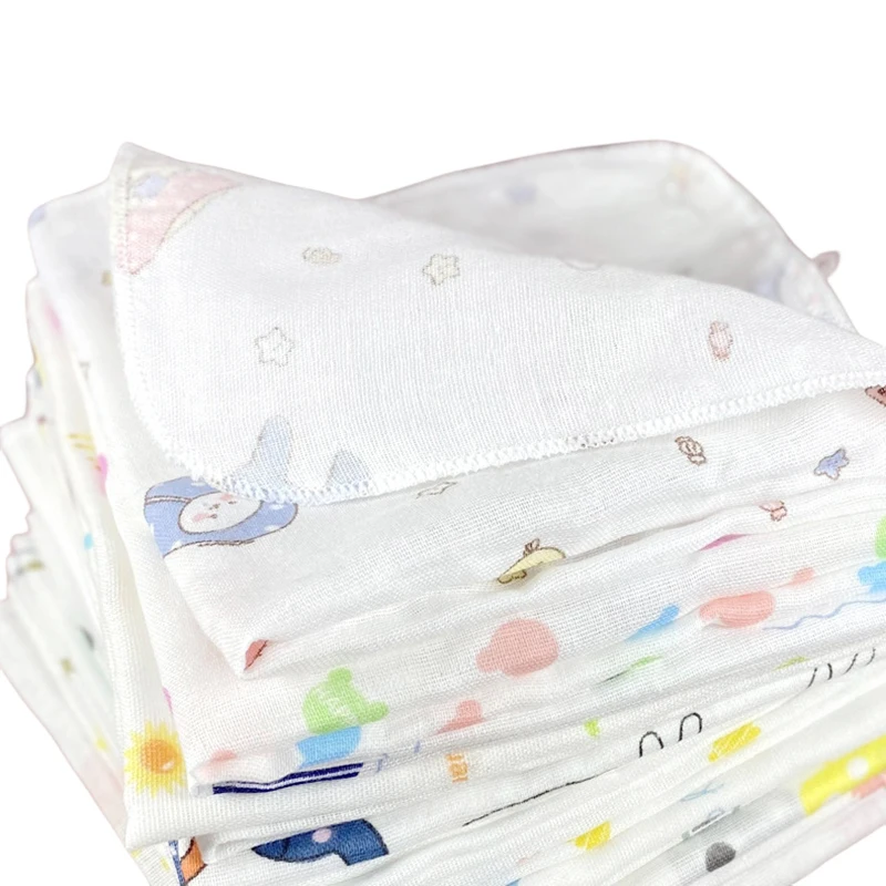 5pcs Pack 31*31cm 100% Cotton Gauze Cartoon Newborn Infant Baby Face Hand Bathing Towel Bibs Feeding Handkerchief Square Towels