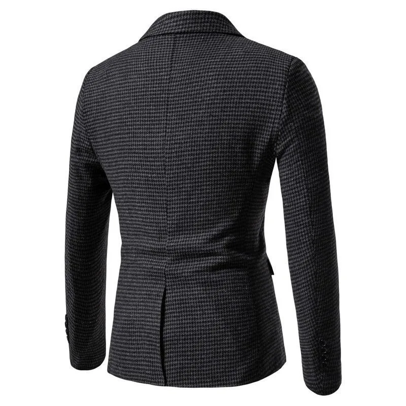 KIDWHXR 2026 Herbst Herren Blazer Retro Kariert Einreihig Herren Oberbekleidung Schmal Geschnitten Langarm Business Casual Herren Anzugjacke – Detail 7