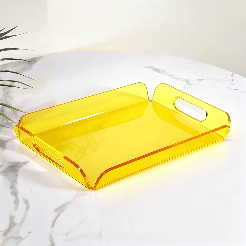 Transparent Acrylic Tray Desktop Coffee Table Storage Tray Creative Fashion Color Hotel Cosmetics Coffee Tray