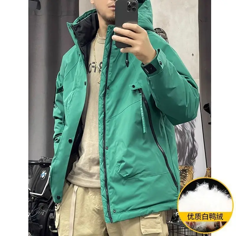 Men's Winter Zipper Punch Coat Thickened Warm Short Jacket Loose Fashion Design Premium Soft Comfortable Versatile Trend Brand