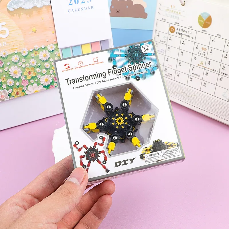 Transformowalna zabawka antystresowa typu łańcuch dla dzieci, redukująca stres, fidget spinner, losowy kolor, kreatywny prezent na Nowy Rok
