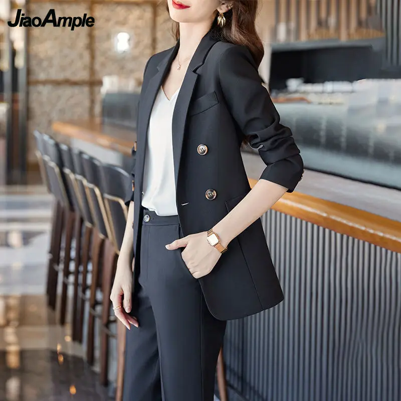 Women\'s Spring Autumn Professional Suit Jacket Matching Set Korean Elegant Casual Blazers+Pants Two Piece Female Trousers Suit