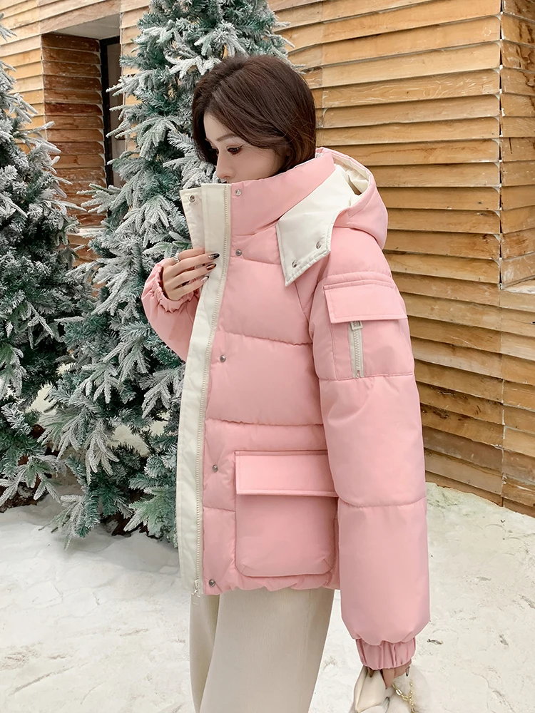 Fashion Women Winter Versatile Parkas Korean Zip-Up Warm Cotton-Padded Outerwear Female Solid  Thicken Parka Woman Office C201
