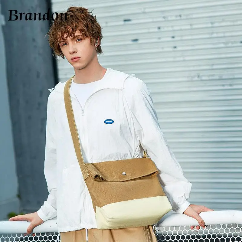 Korean style men's and women's universal temperament crossbody commuting simple one shoulder ins large capacity canvas bag