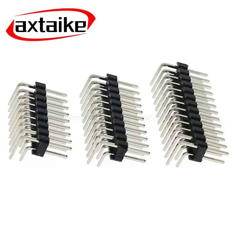 

50PCS 2-40P 2.54mm 90° Curved Double row Male PCB Board Pin Header Connector Strip Pinheader 2p 3p 4p 5p 6p 7p 8p 10p 12p 40Pin