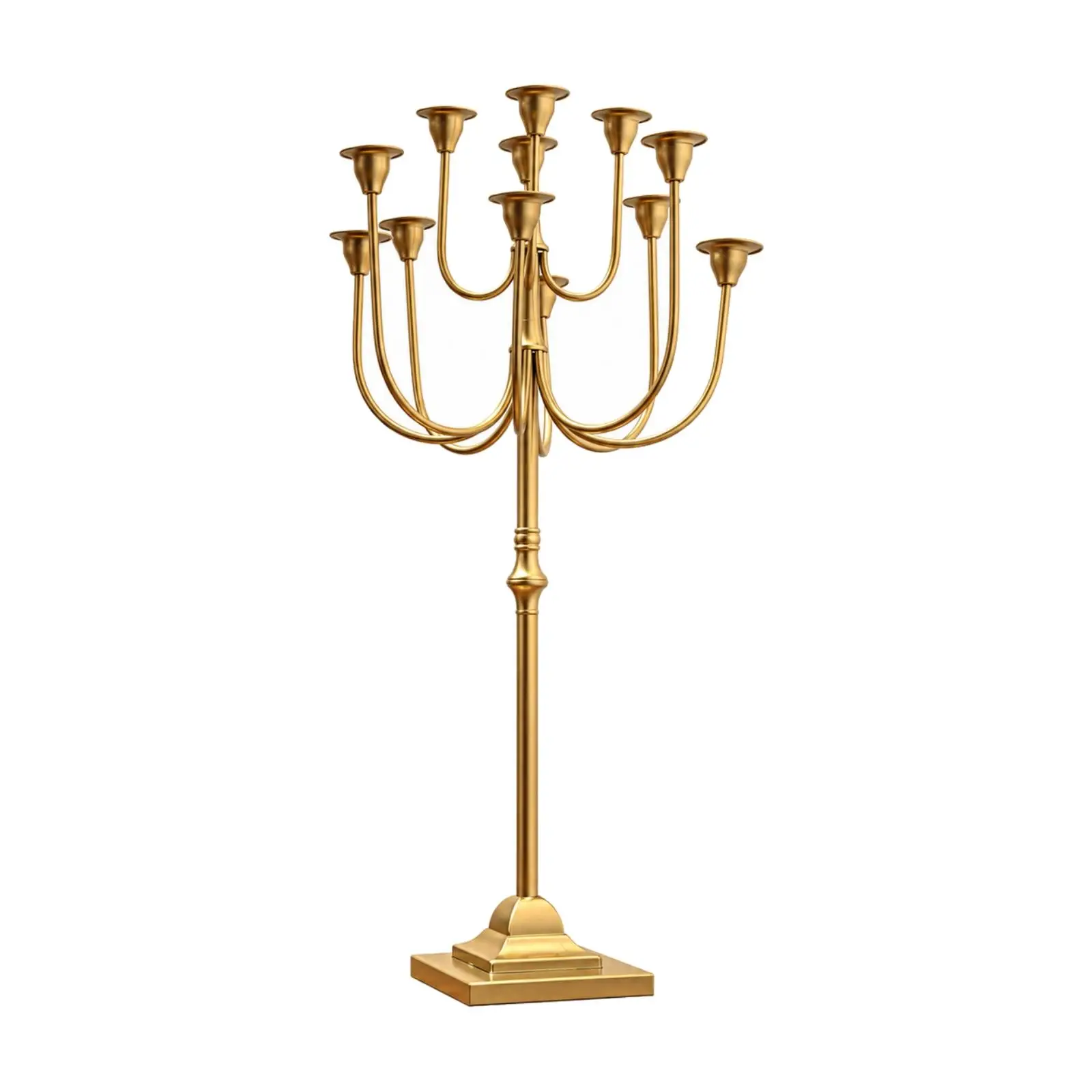 Iron Floor Candelabra Decorative Tall Candelabra with Curved Branches Gold-Tone Floor Candle Stand Lustrous Finish