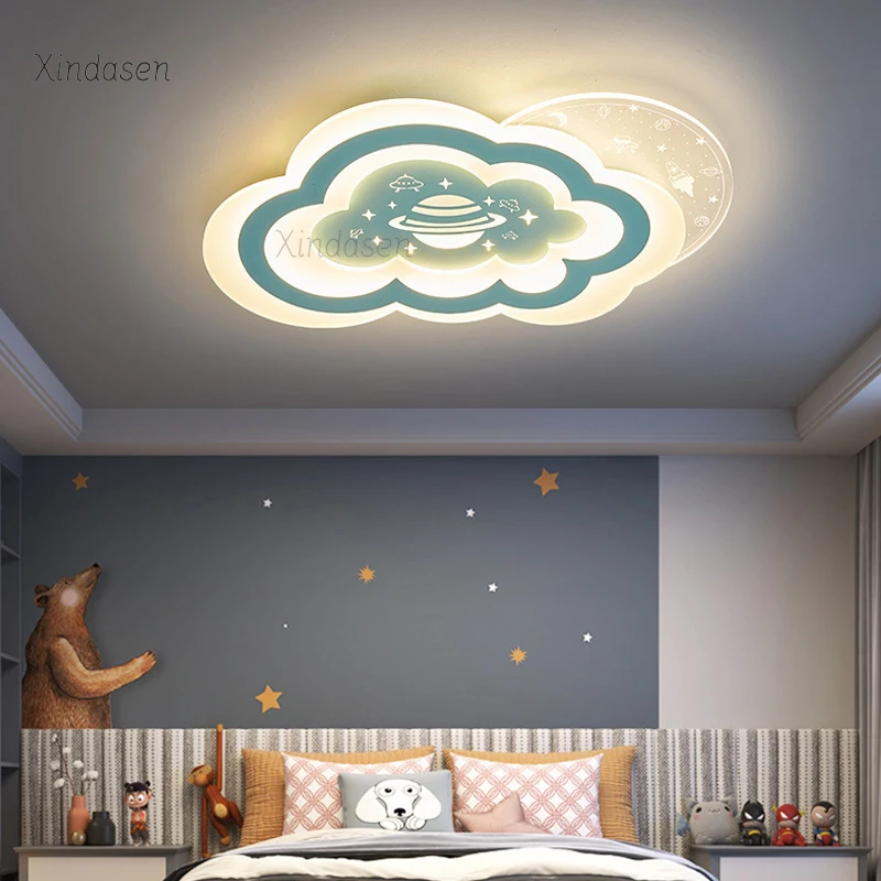 

Cartoon Cloud Led Ceiling Lights Blue Acrylic Lamps For Children Boys Bedroom Planet Chandelier Space Ceiling Lamp For Kids Room