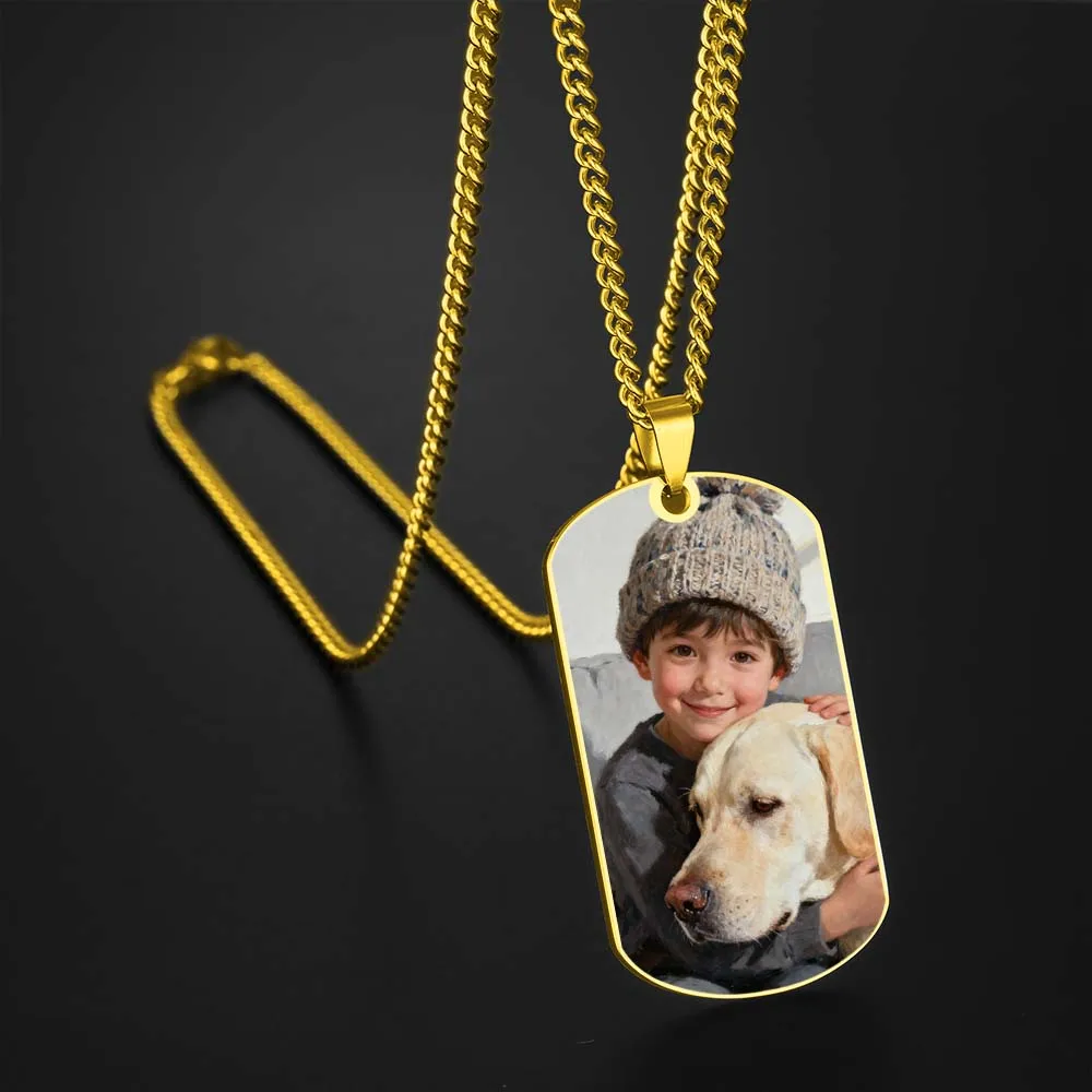 Couple Print Photo Necklace Personalized Picture Custom Gift For Men Woman Stainless Steel Chain Memorial Souvenir Jewelry