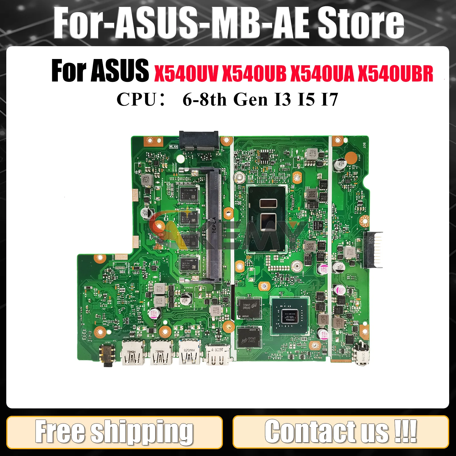 

X540UV Laptop Motherboard For ASUS A540U F540U X540UB P540U X540UBR X540UAR R540U X500U X540U K540U Mainboard With I3 I5 I7 CPU