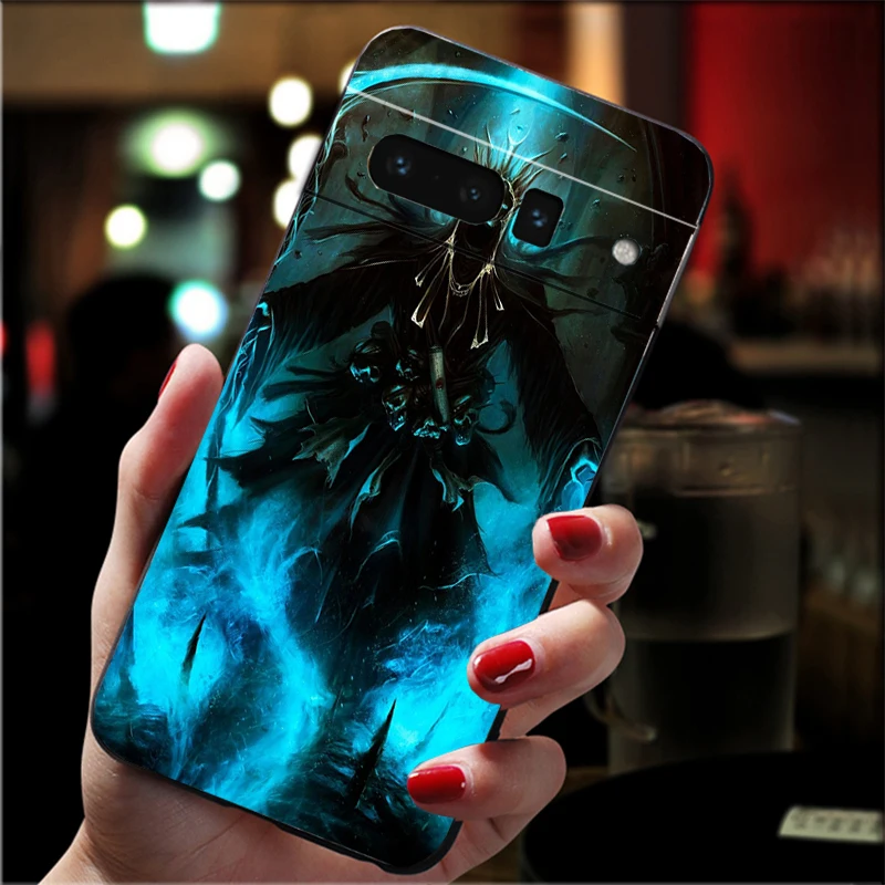 حافظة لهاتف جوجل بيكسل 10 برو XL 9 برو XL 8 7 6 برو 9A 8A 7A 6A بكسل 8 7 6 5 غريم ريبر هيكل جمجمة #1