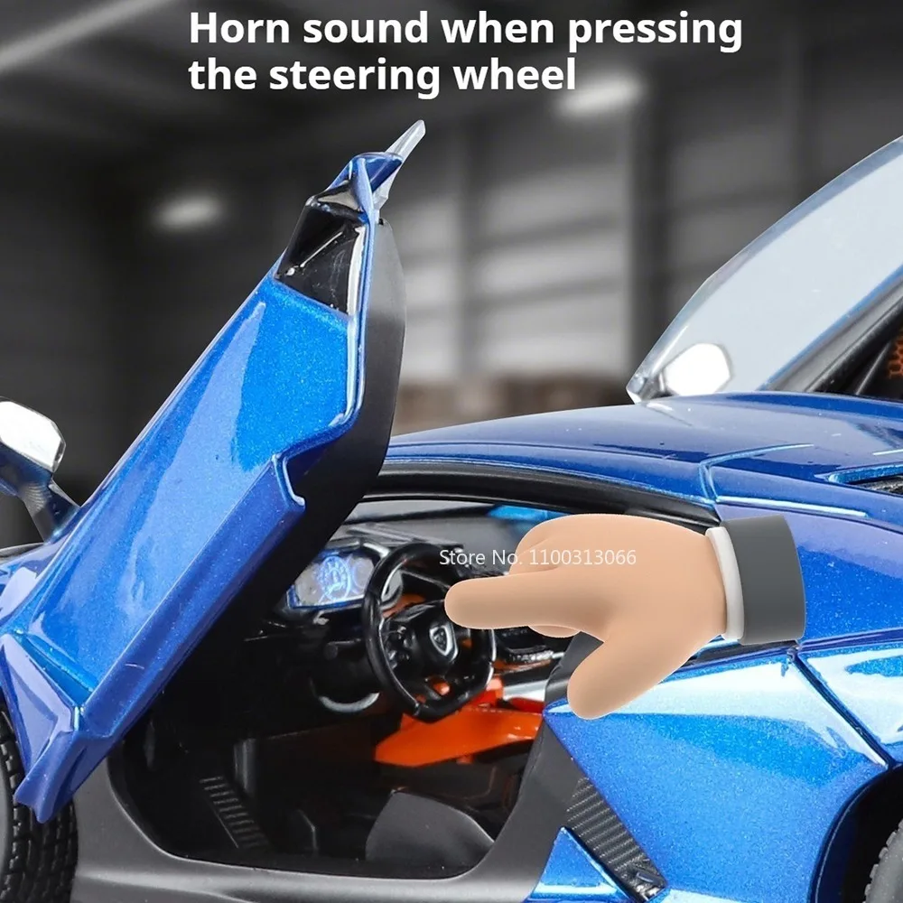 1:24 람보르기니 레불토 GT 장난감 모델 자동차 휠 풀백 미니어처 차량 라이트 사운드 미니어처 모델 수집 기념품