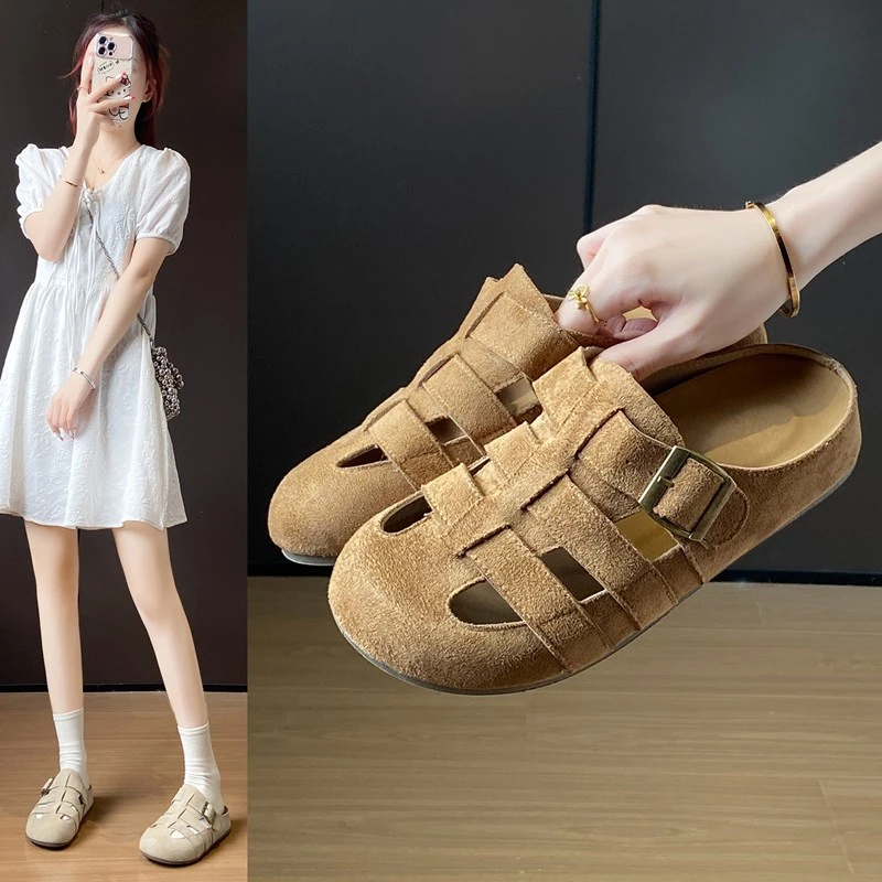 

Hollow Out Mule Slippers Summer Closed Toe Half Drag Sandals Non Slip Soft Sole Stylish Daily Outdoor Beach Leisure Footwear