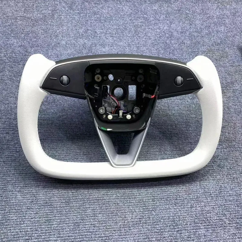 

Racing Style Leather Yoke Steering Wheel With Heating Fit For 2024 Model 3 Highland Car Accessories