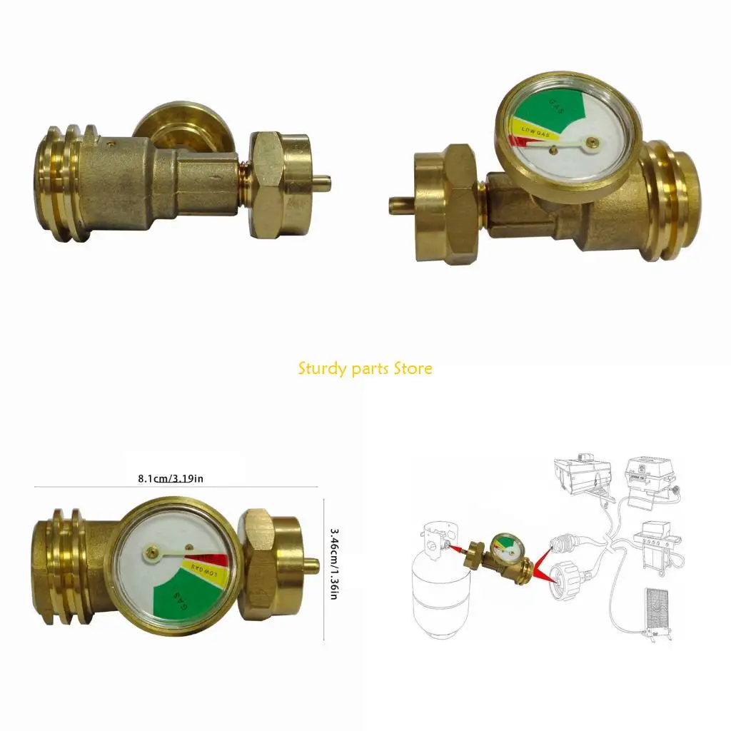

97QC Gas Connection Adapter With Gauge Universal Pressure Gauge Connector Enduring