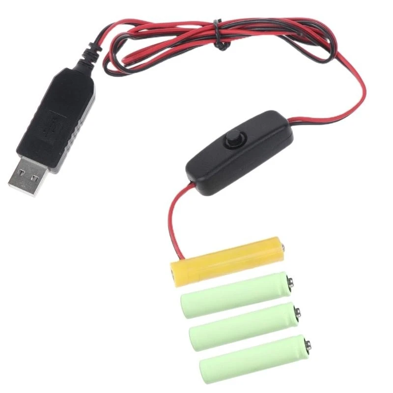 

P9FA USB до 6 В AAA Аккумулятор Элиминатор кабельный шнур с переключателем замените 4PCS AAA Батарея для электронных клавиатур с