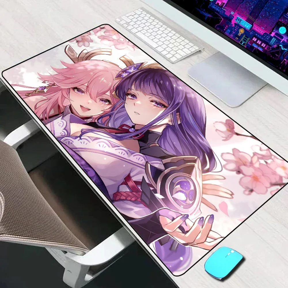 Genshin Impact Yae Miko Large Mouse Pad Gaming Accessories Mouse Mat XXL Laptop Keyboard Mat PC Gamer Desk Pad Computer Mousepad