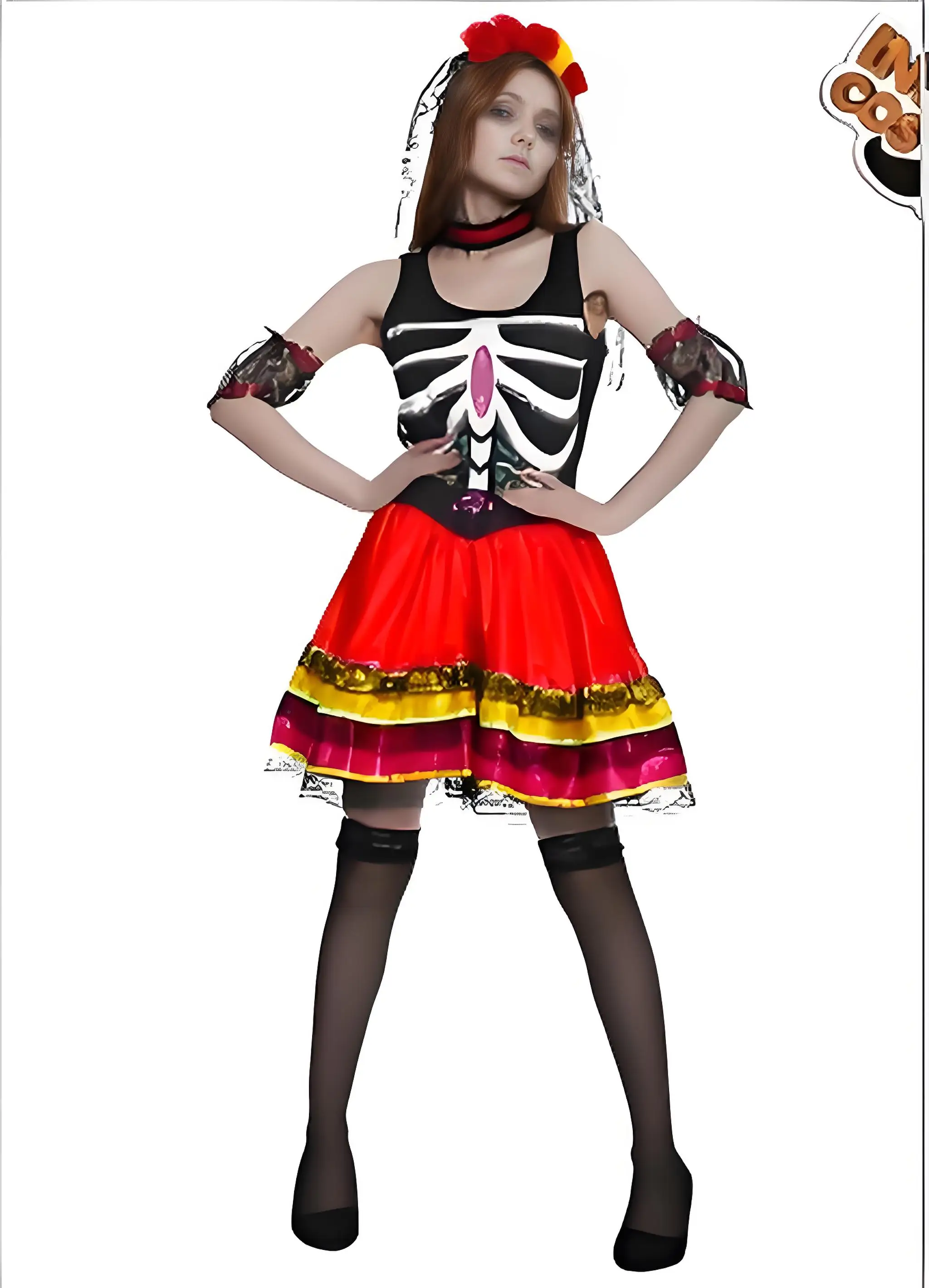 Halloween Adult Women Day of the Dead Bridal Dress Ghost Festival Female Ghost Bone Stage Performance Dress Party Dress Stage