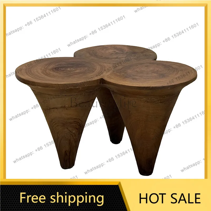 FG solid wood coffee table, vintage style living room, vintage style homestay wabi-sabi style coffee table