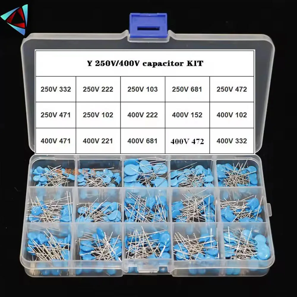 150Pcs/Box Safety Y Capacitor 15Values 400/250VAC 471 102 222M 472M 103M 332 152 681 KIT