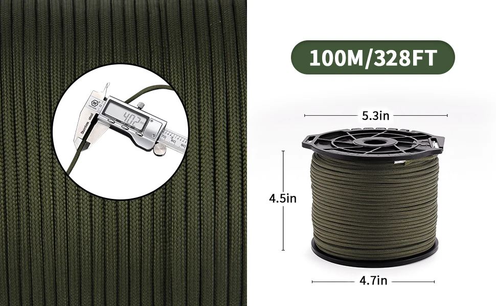 650 lb Paracord 100 m 9 Kern 4 mm Militärische Taktische Fallschirm Spule Zelt Seil Lanyard für Outdoor Survival Camping DIY Armband – Detail 1