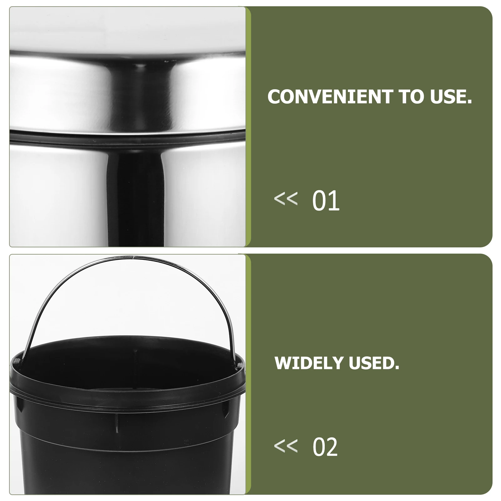 

Pedal Trash Can 410 Stainless Steel Large Kitchen Bin Office Garbage Cans Silent Flip Lid Waste Basket Bedroom Bathroom Sturdy