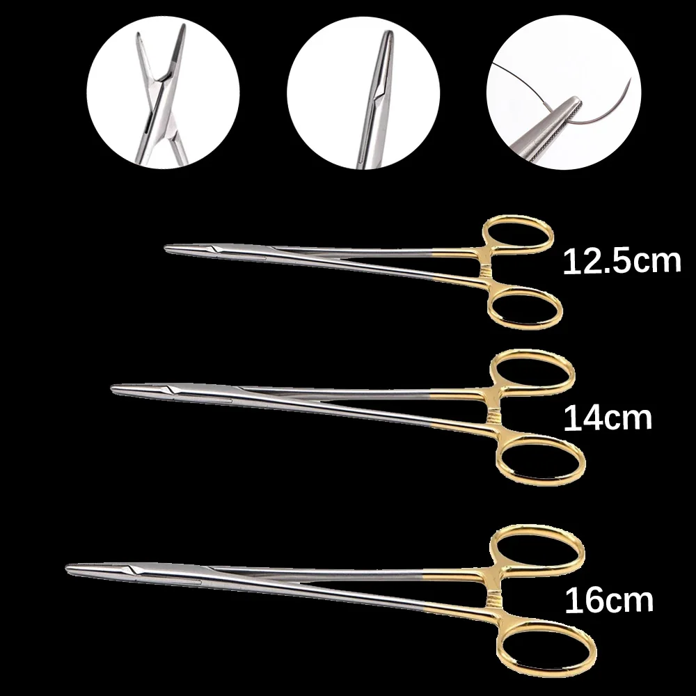 

Dental Needle Holder Plier Reusable Gold Plated Handle Orthodontic Forceps Surgical Instrument for Precision Suturing Procedures