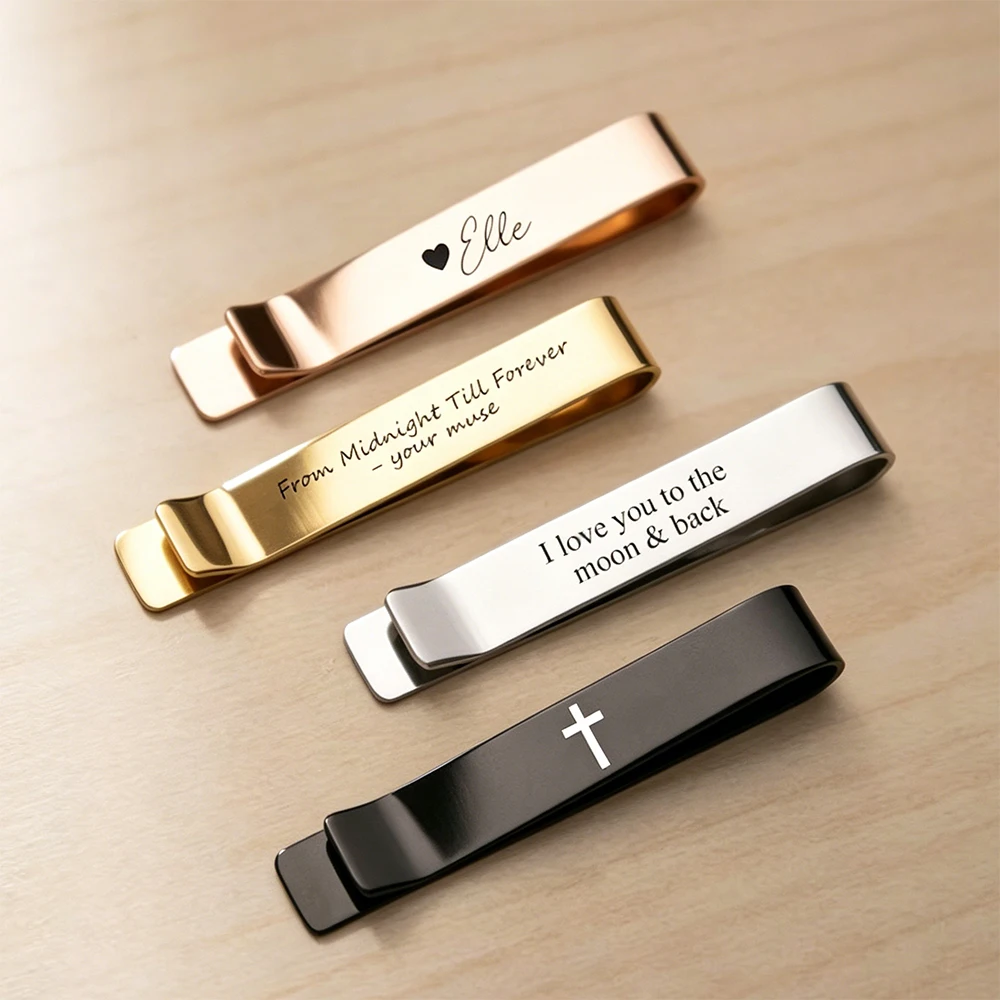 Tie Clip Silver - Penjepit Dasi Baja Tahan Karat Custom