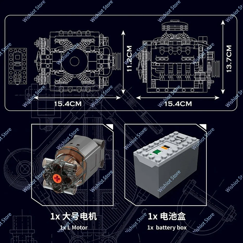 Mould King 10171 LSX454 V8 Engine Motorized Simulation Model Electrically Drive Building Blocks Technical Car Parts Toys Gift