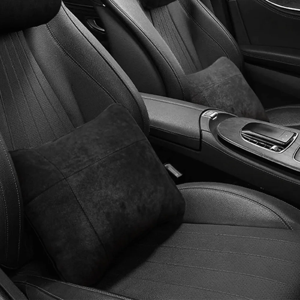 Car Lumbar Pillow Waist Support Neck All Seasons Suede Fabric For Mercedes S Maybach Cushion Long Distance Fatigue Reduction