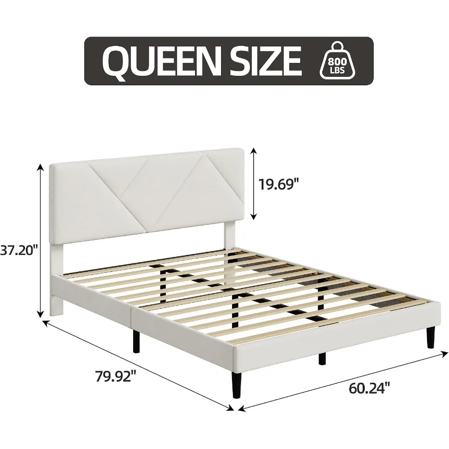 Queen Bed Frame, Sturdy Wood Slat Support, Non-Squeaking Bed