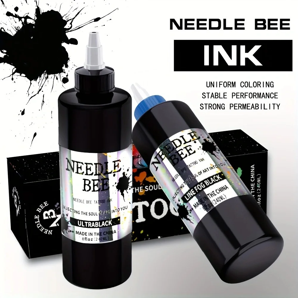 

Чернила для татуировки Goldplume, суперчерные и линейные матовые черные, большая емкость 8 унций/240 мл, профессиональный пигмент для татуировки, принадлежности для рисования татуировок и татуировок, вечные чернила для татуировки, необходимые материалы дл