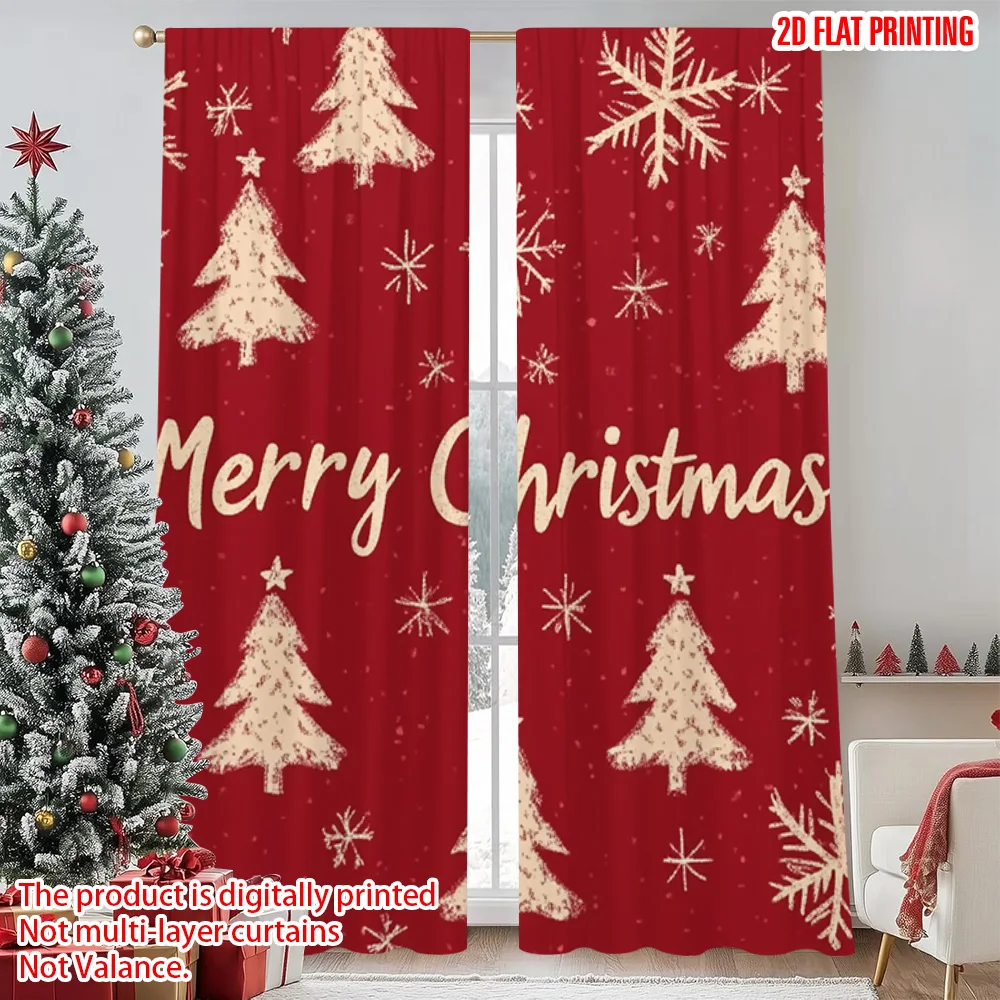 

2pcs 2D flat printing Christmas Drapes Christmas Snowflakes Versatile Fabric Without Electricity Spring Perfect for gold wall