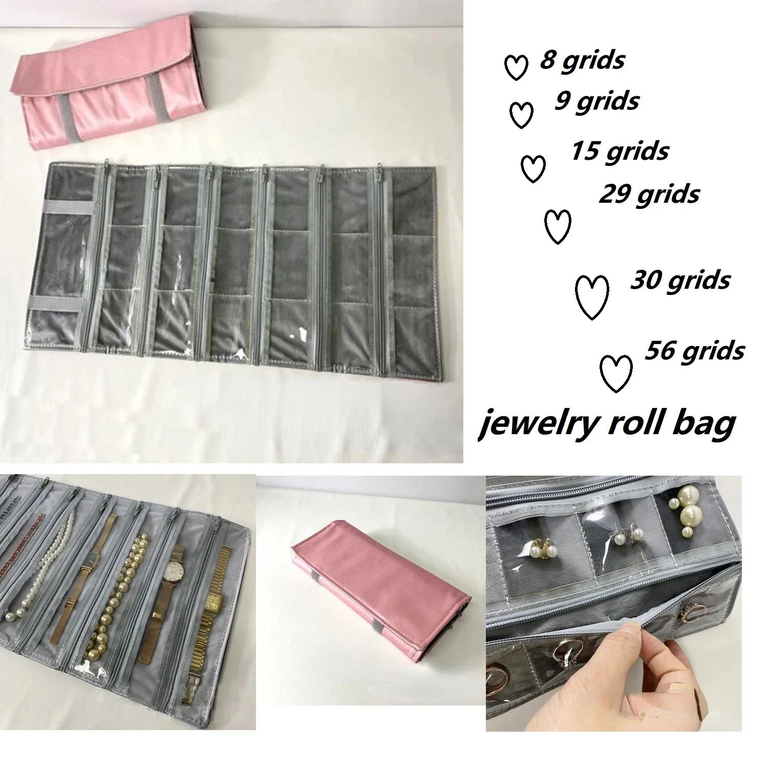 

Portable Jewelry Organizer Roll Bag Travel Jewelry Case Foldable Jewelry Roll for Journey Rings, Necklaces, Bracelet