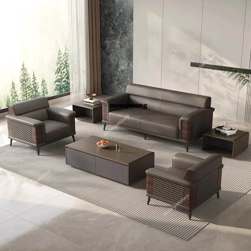 H132 High Pu Leather Office Sofas Coffee Combination Company Office Sofas Meeting President Office Furniture Gado Mai Matasai