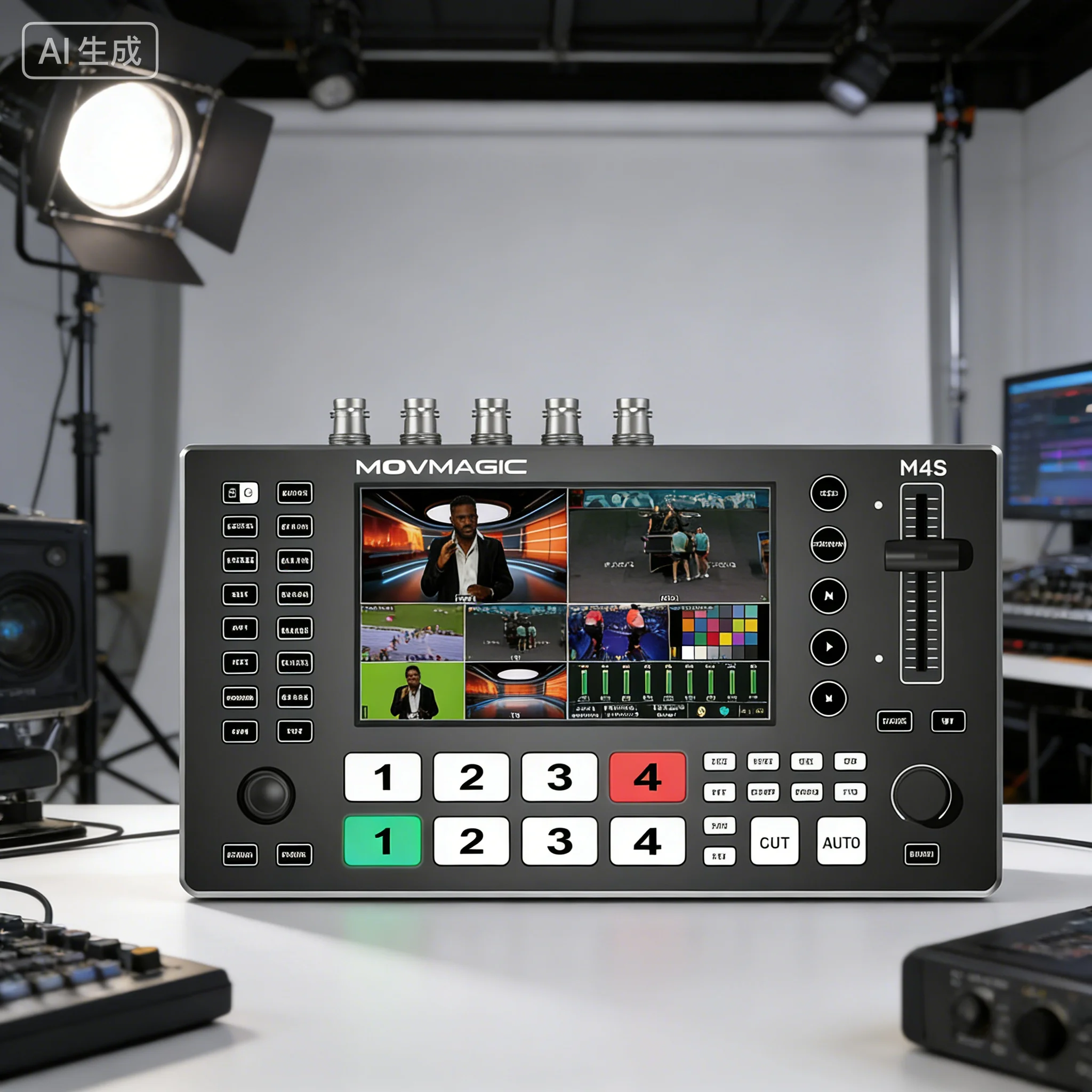 

5-Channel HD SDI Switcher, Movmagic M4S, Video Switcher with Multi- vi ew, Ideal Choice for Live Streaming & Broadcast