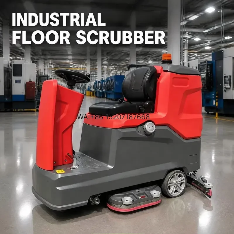 Wmwmnu Industrial Floor Scrubber for Parking Garage Concrete Floor Cleaning Heavy Duty Walk Behind Scrubber