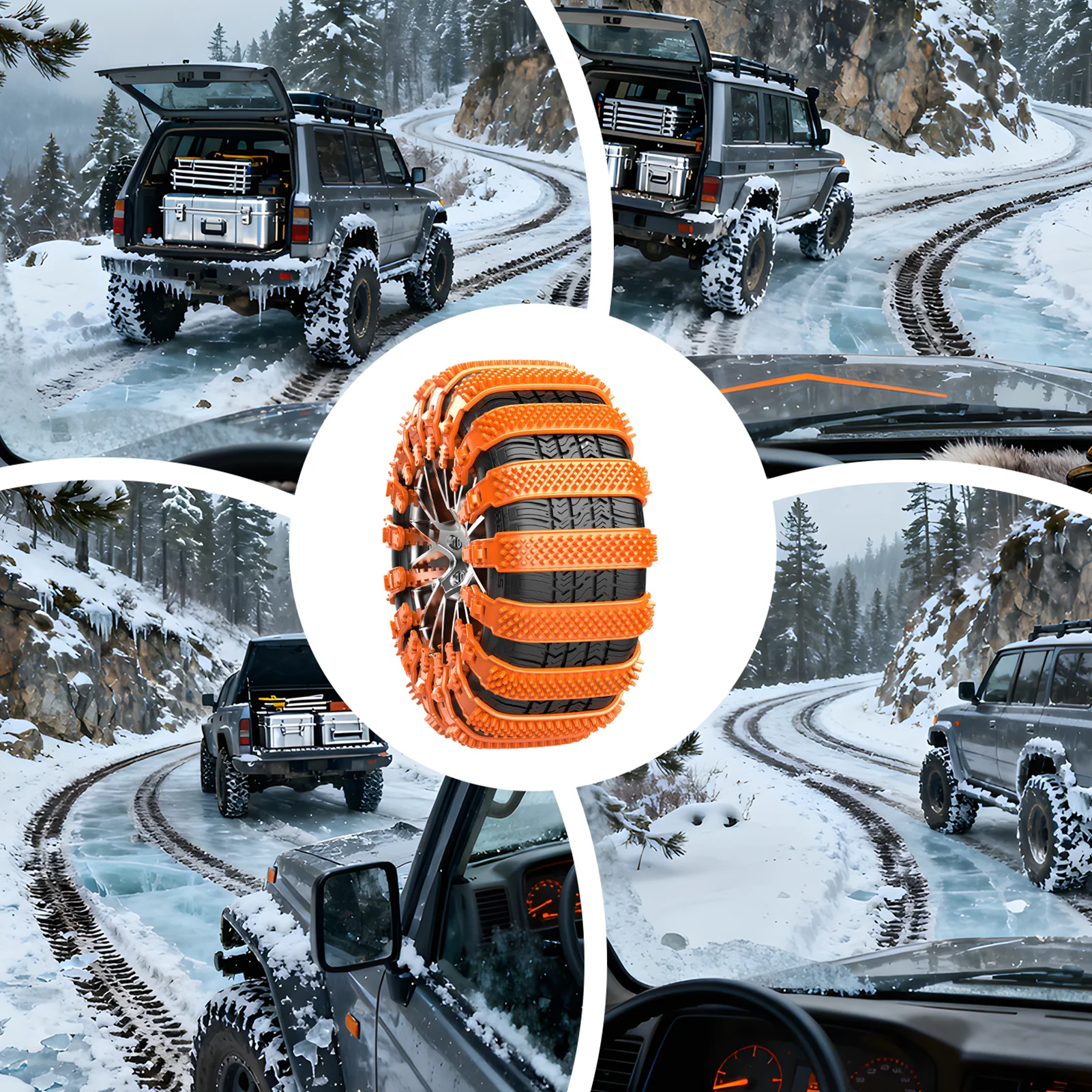 Snow Chains Anti-Slip 10piece Tyre Protection Adjustable Tire Chains For Pickup Trucks For Ice Winter Hiking Trailer Offroad