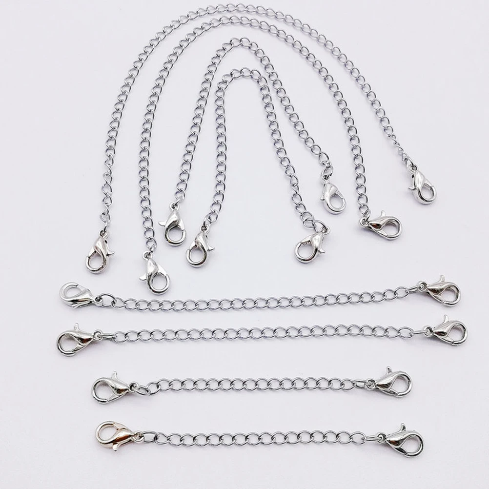

4PCS Stainless Steel Chain Set 15cm 10cm 7cm 5cm Extender Chains Necklace Bracelet DIY Jewelry Findings Lobster Clasp Easy Shiny