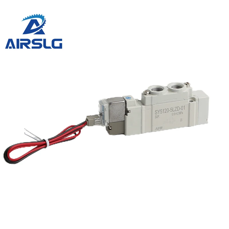 High Quality SMC Type 5 port 2 Solenoid Valve SY3120 SY5120 SY7120-4LZD/5LZD/6LZD Normal Close Internal Pilot Automation Valve