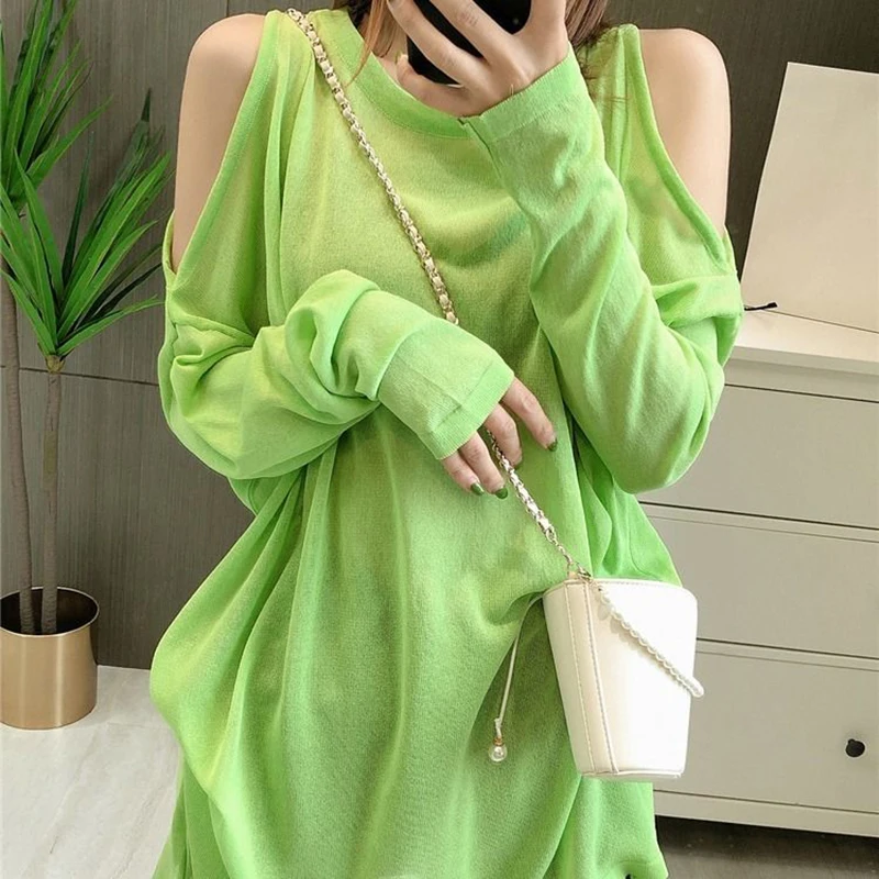 Fashion Loose Knitted Solid Color Hollow Out T-Shirts Female clothing 2024 Summer New Oversized Korean Tops Casual Tee Shirt