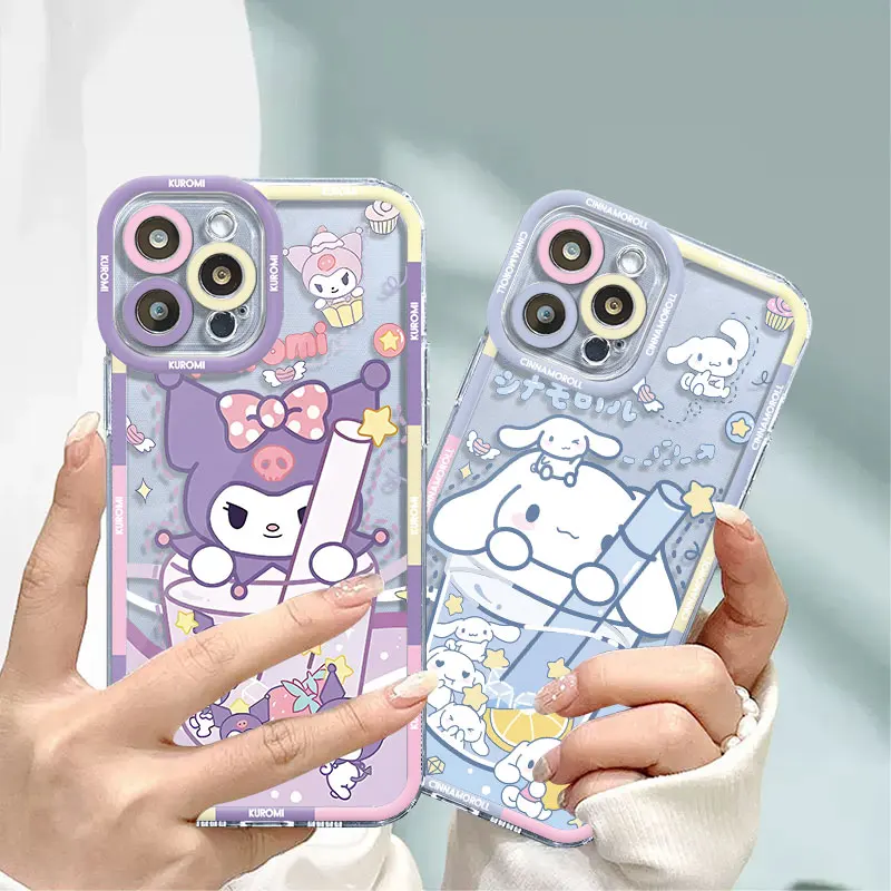 Phone Case for Samsung Galaxy S21 S22 Plus S23 Ultra Note 10 Note 20 Ultra S23 FE S20 S24 FE S10 Plus Kuromi Cinnamoroll Cover