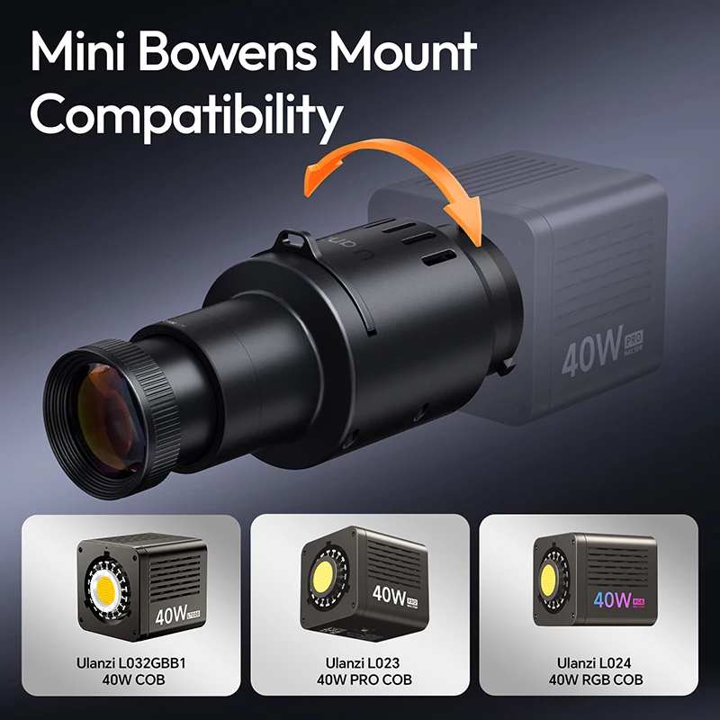 Ulanzi LAS007 Mini Bowens Mount Optical Snoot لـ Ulanzi 40W/40W Pro/RGB COB Light L023 L024 سنوت بصري لصور الغلاف الجوي