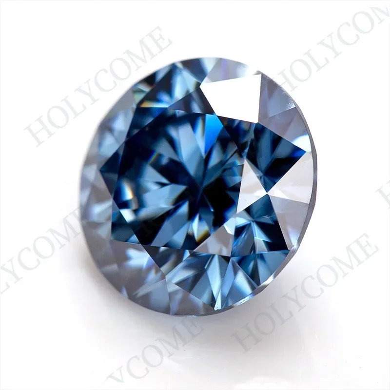 Moissanite Stone Hot Sale Round Cut Moissanite Vivid Blue VVS Best Quality Jewelry Loose Gemstone Supplier Factory Wholesale Cus